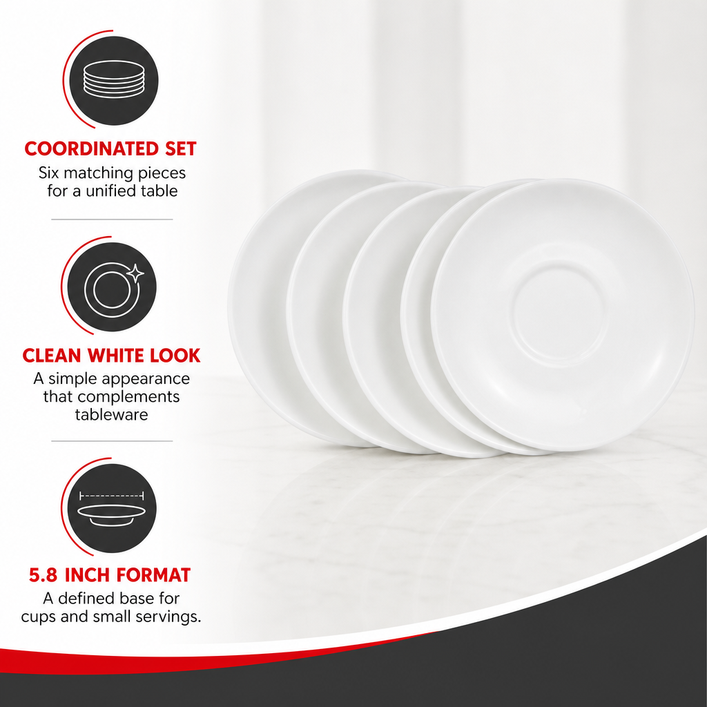 96 Pieces Opal Glass Saucer, 5.8 Inch, White, 6-Piece Pack