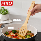 240 Pieces Wooden Slotted Spatula with Rounded Edge, 34 cm, 1 Piece