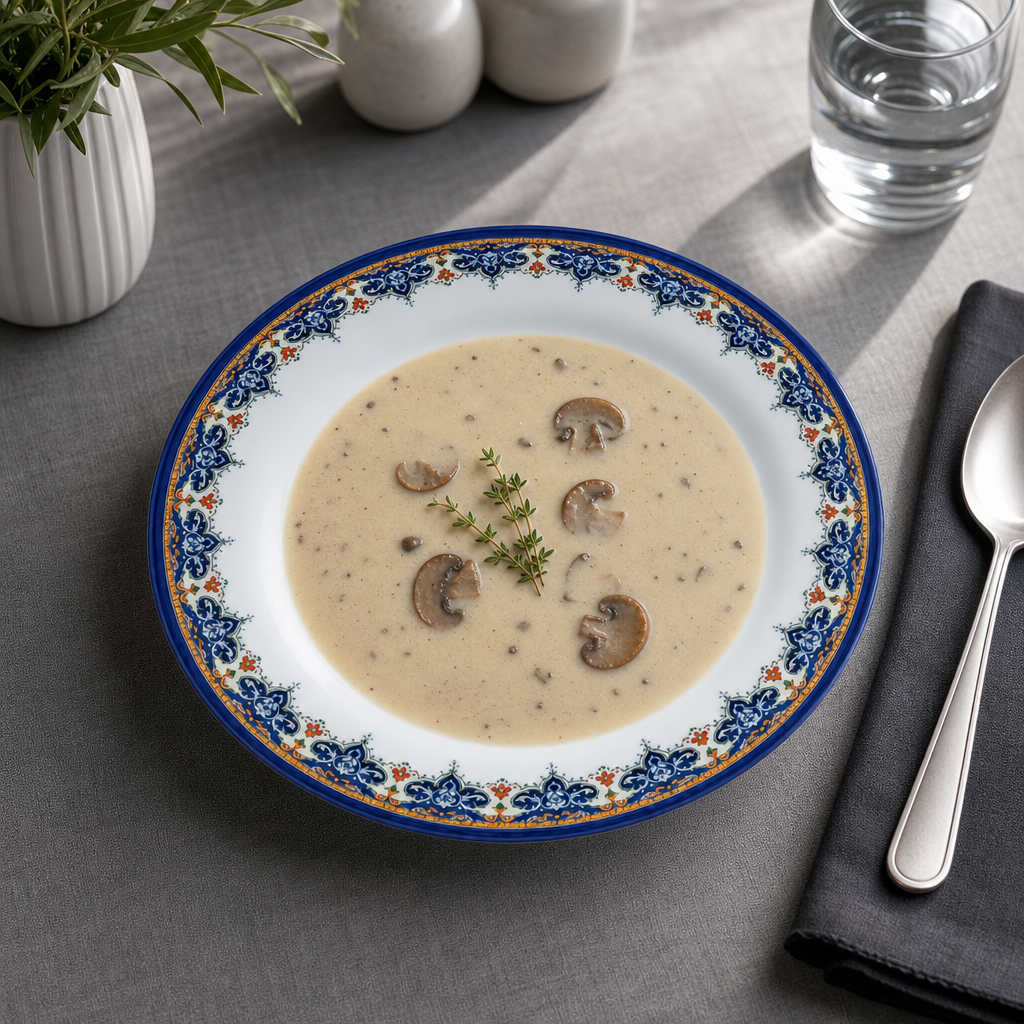 120 Pieces Melamine Soup Plate, 8 Inch, Round White Tablewares with Decorative Blue Border