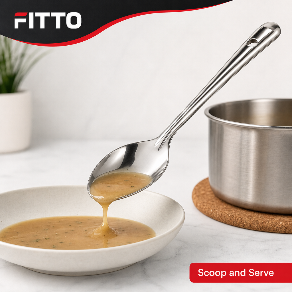 144 Pieces Stainless Steel Basting Spoon No. 1, 25 cm Long Serving Utensil for Kitchen Cooking