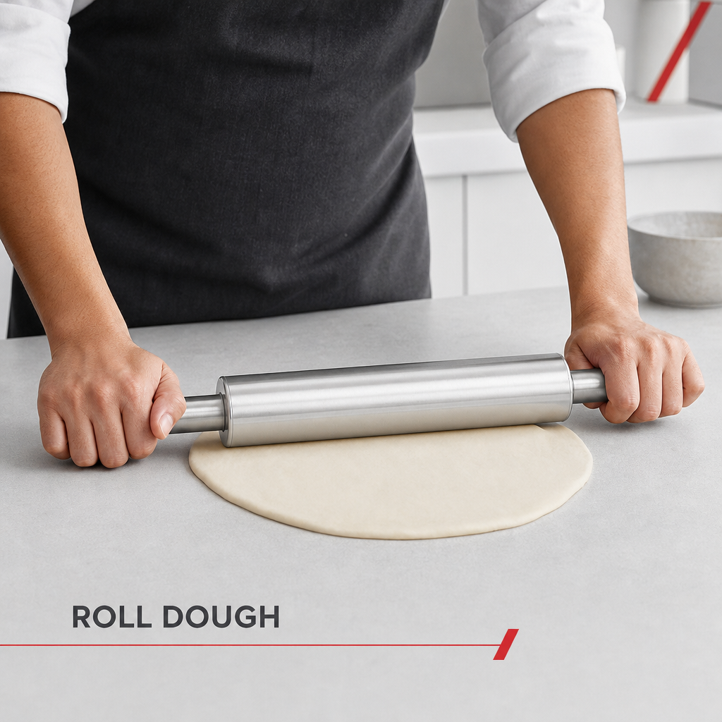 96 Pieces Stainless Steel Rolling Pin, 40 cm, Cylindrical Baking Tool, 1 Piece