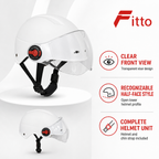 72 Pieces Half-Face Motorcycle Helmets with Clear Visor, White
