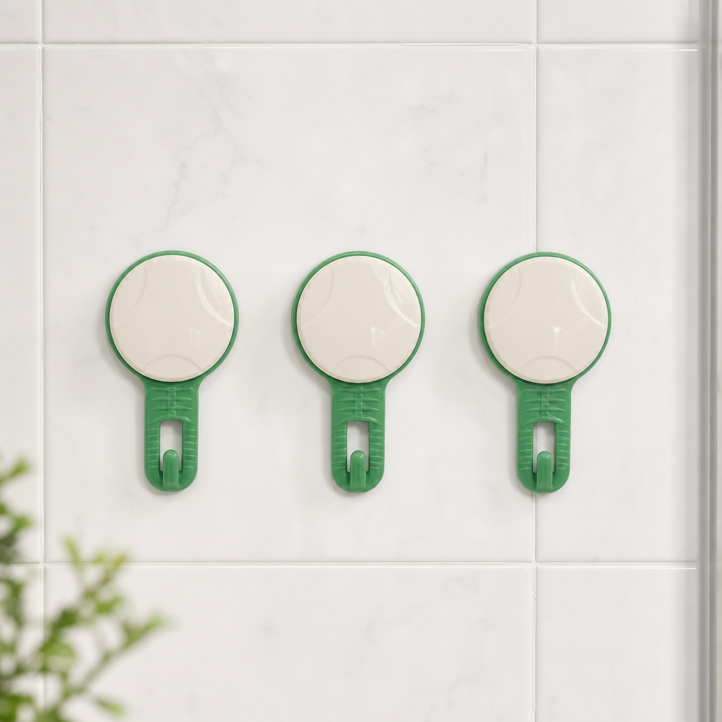 120 Pieces Suction Hooks, Green and Off-White Household Hanging Hooks, 3 Pieces