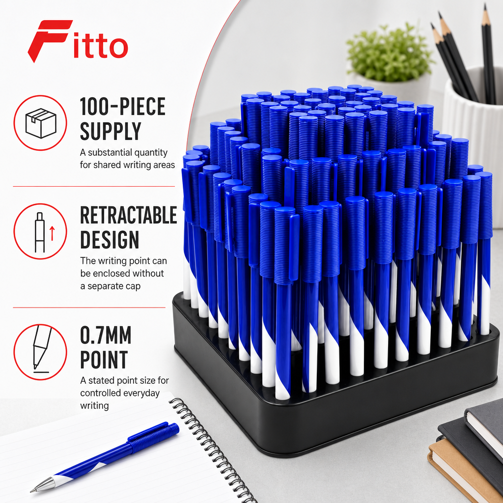 72 Pieces Retractable Gel Pens 0.7mm, Blue Ink, 100 Pieces