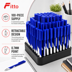 72 Pieces Retractable Gel Pens 0.7mm, Blue Ink, 100 Pieces