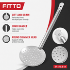 144 Pieces Stainless Steel Skimmer Spoon, Perforated Cooking Utensil, Silver, 37 x 10.5 cm, 1 Piece