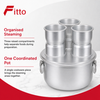 48 Pieces Aluminium Multi-Cavity Steamer Pot with 3 Raised Steaming Compartments