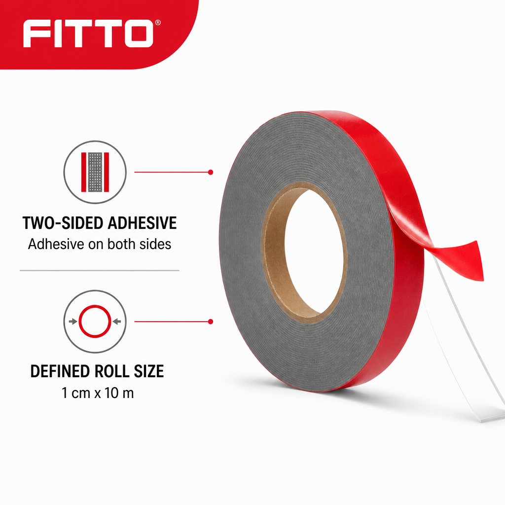 120 Pieces Grey Double-Sided Mounting Tape with Red Release Film, 1 cm x 10 m