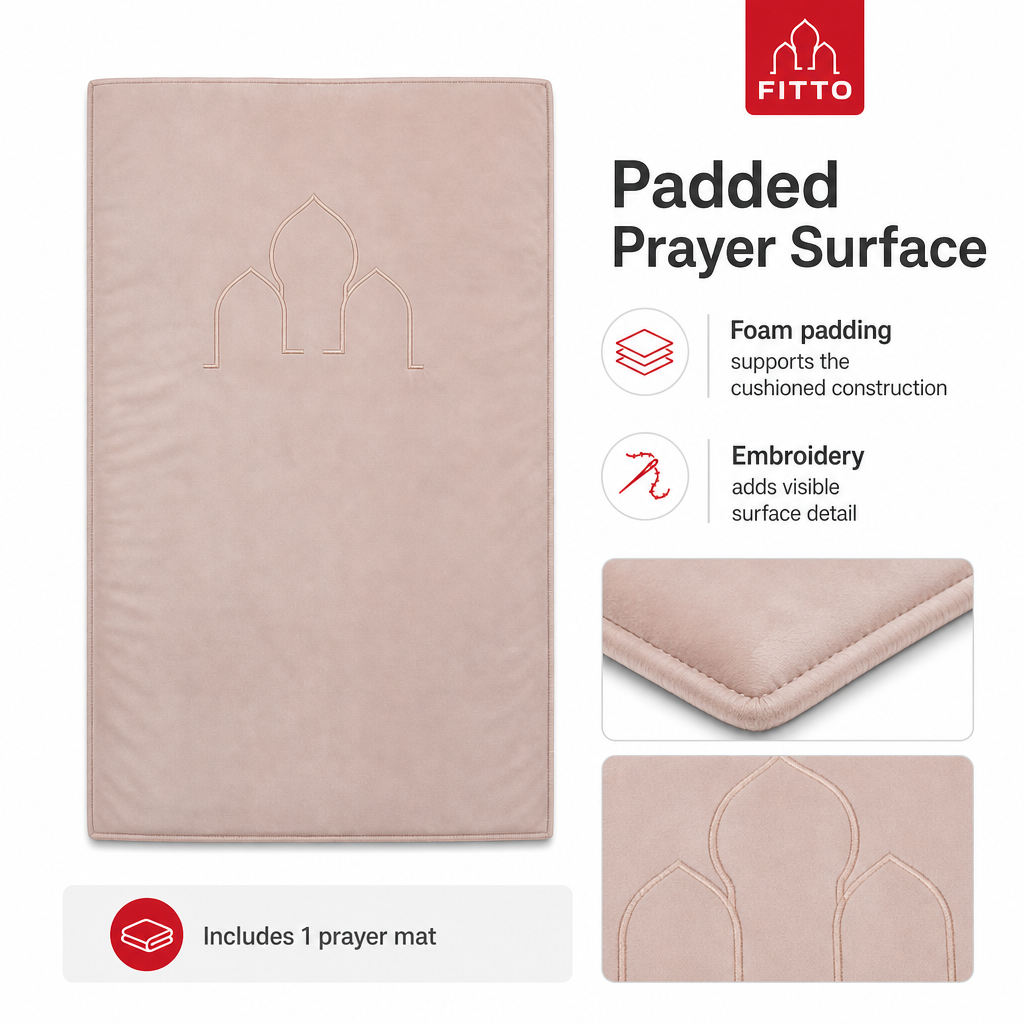 60 Pieces Velvet Foam Prayer Mats with Embroidery, Padded Design, Single Mat