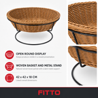 48 Pieces Round Wicker Fruit Baskets with Metal Stand, Natural, 42 x 42 x 18 cm