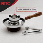 72 Pieces Wooden Handle Incense Burner with Metal Bowl and Tongs, 9.5 Inch