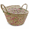 72 Pieces Handwoven Natural Fiber Basket with Handles, Large, 35 x 35 x 22 cm