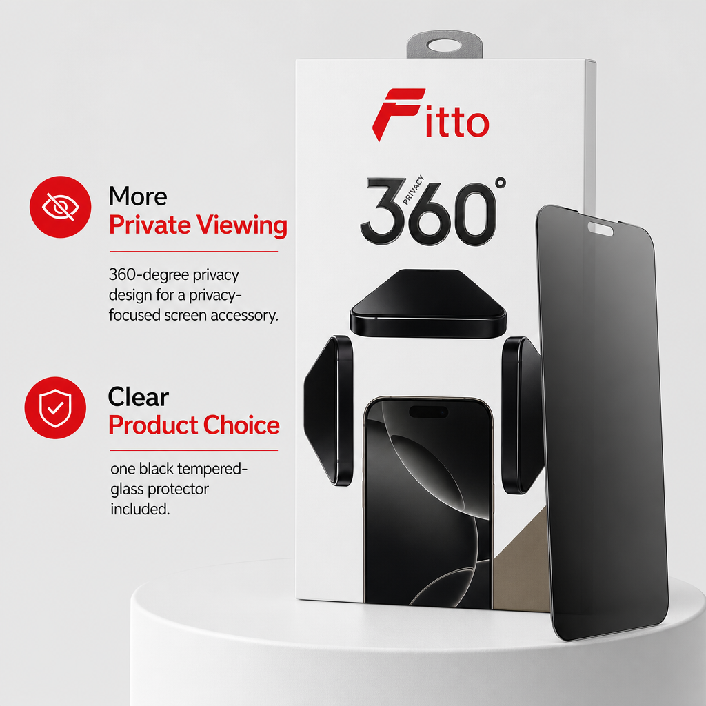 120 Pieces 360-Degree Privacy Tempered Glass Screen Protectors for Smartphone, Black