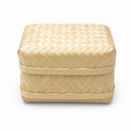 96 Pieces Handwoven Bamboo Square Storage Box with Lid, 8 x 8 Inch