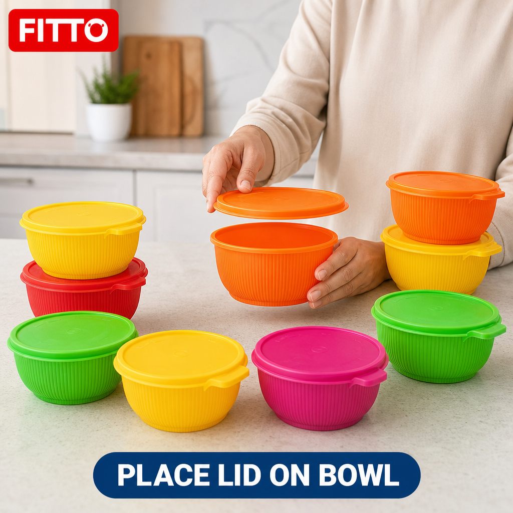 72 Pieces Plastic Food Bowls with Lids, 12-Piece Assorted Colour Set for Serving and Kitchen Use