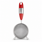 96 Pieces Stainless Steel Juice Strainer No. 4, Fine Mesh Kitchen Sieve with Red Handle, Single Piece