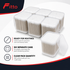 96 Pieces Cotton Buds, White Cotton Swabs in Plastic Cans, 200 Pieces per Can, 6-Pack