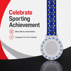 120 Pieces Decorative Sports Medal with Blue Ribbon, Silver, 1 Piece, 10 x 8 cm