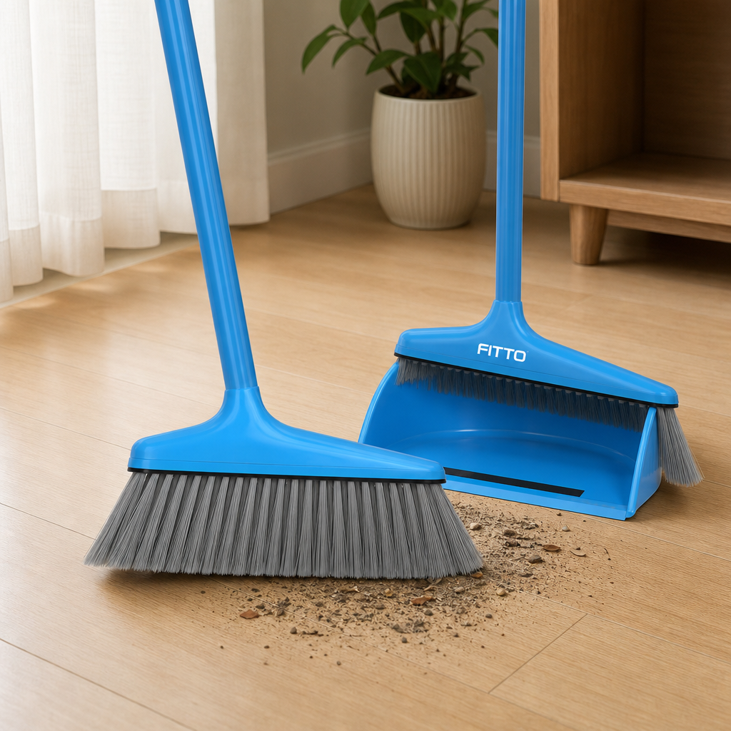 96 Pieces Long Handle Broom and Dustpan Set, 95 cm, Assorted Colour