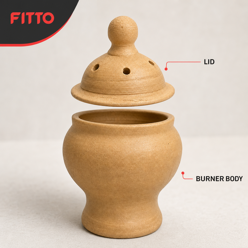 72 Pieces Traditional Terracotta Incense Burner with Lid, Round Lidded Bakhoor Holder, 25 x 18 x 18 cm