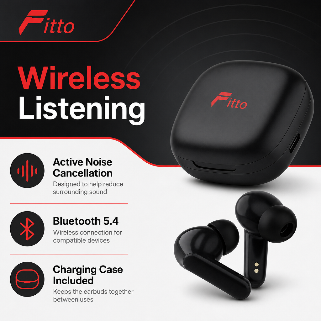 72 Pieces Wireless Earbudses with ANC, Bluetooth 5.4 and Charging Case, Black