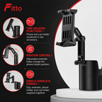 72 Pieces 2-in-1 Car Cup and Phone Holder with Strong Clip Mount and Adjustable Extender, Black