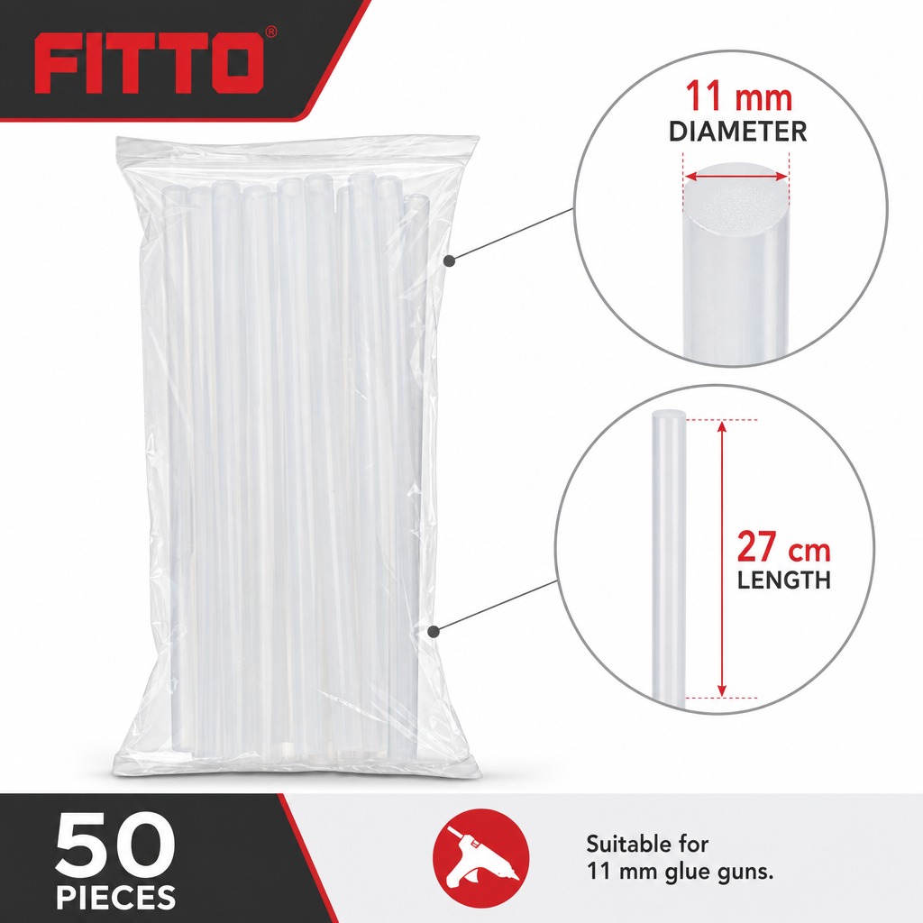72 Pieces Hot Melt Glue Sticks, 11 mm x 27 cm, Clear/White, 50 Piece Pack
