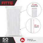 72 Pieces Hot Melt Glue Sticks, 11 mm x 27 cm, Clear/White, 50 Piece Pack