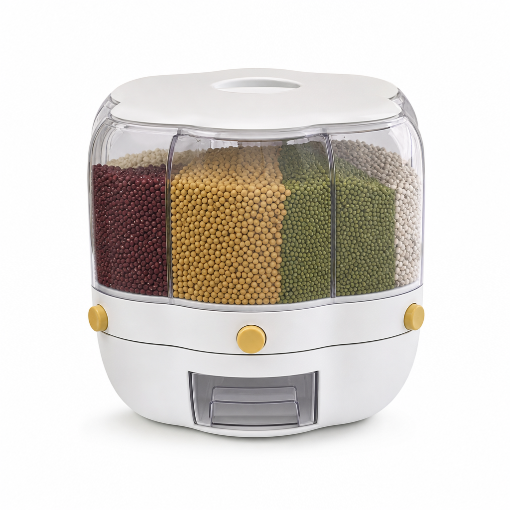 48 Pieces Rotating Rice Storage Dispenser, 10 L, White, 1 Piece, Dry Food Container for Kitchen Organization