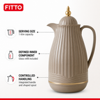 60 Pieces Plastic Vacuum Flask with Glass Refill, 1 Litre, Taupe