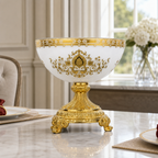 48 Pieces Decorative Pedestal Serving Bowl, White and Gold Ornate Table Centrepiece, 1 Piece