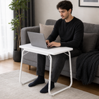 72 Pieces Foldable Laptop Tables, Portable TV Tray with Adjustable Height, White, 58 x 44 x 9 cm