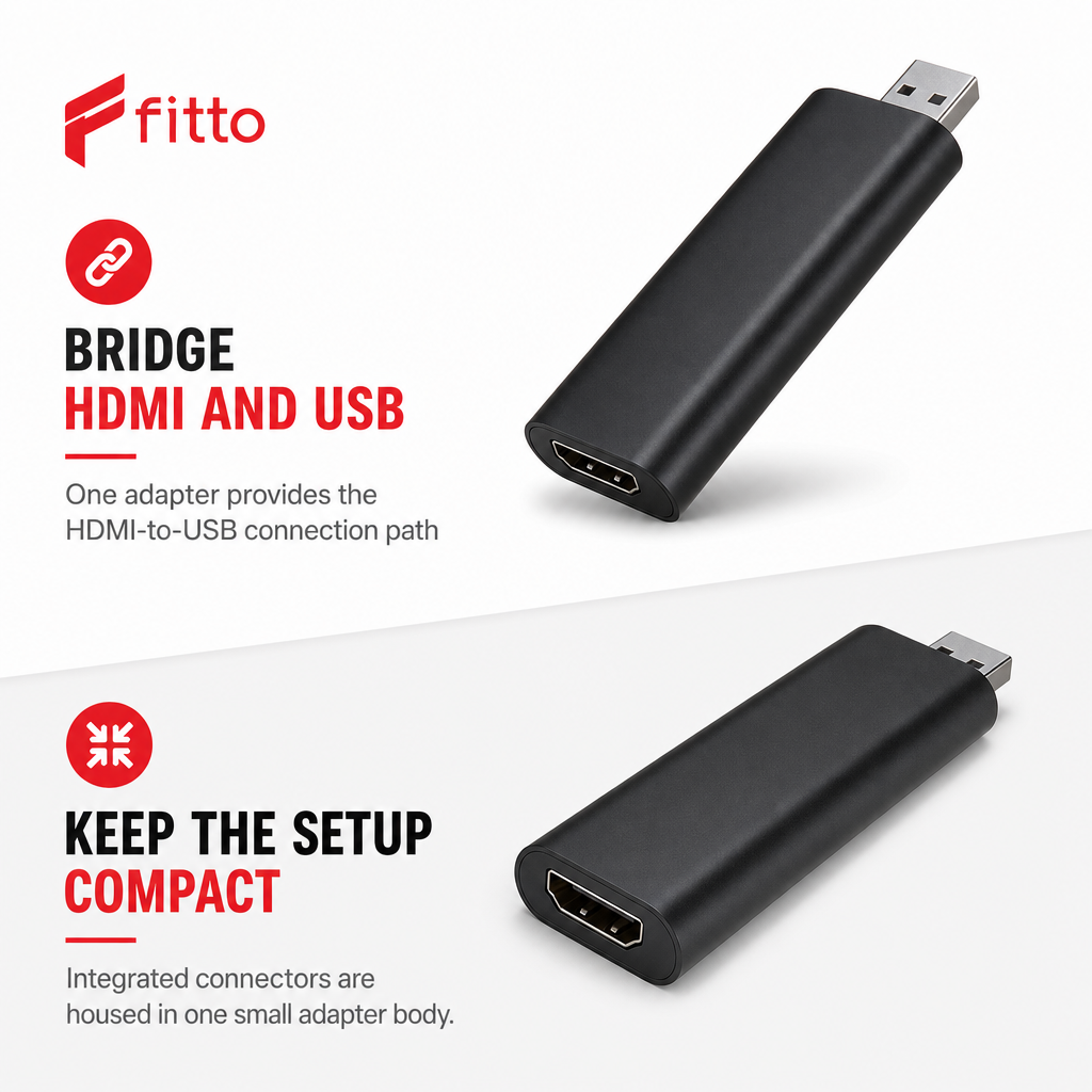 96 Pieces HDMI to USB Video Capture Adapters, Compact Black Signal Conversion Dongle, 1 Piece