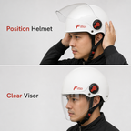 72 Pieces Half-Face Motorcycle Helmets with Clear Visor, White, Single Unit