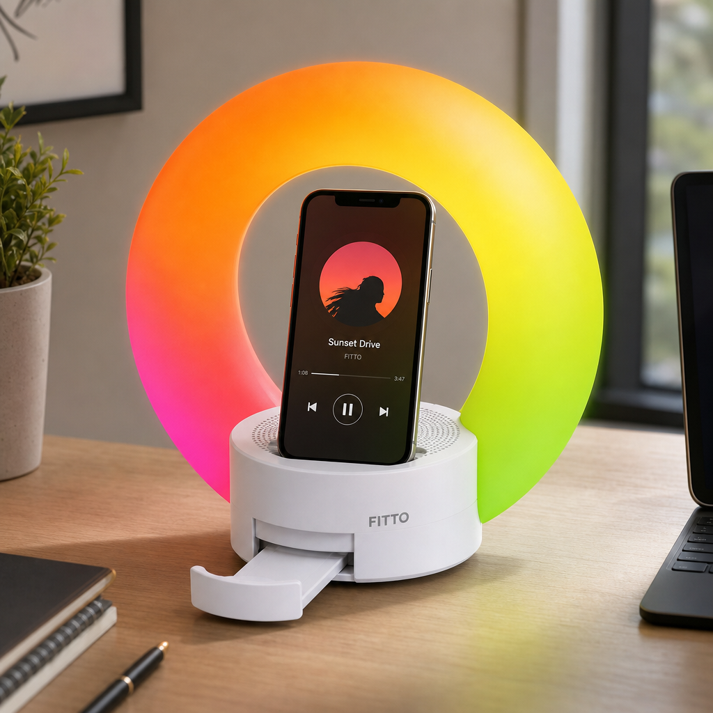 96 Pieces Wireless Light-Up Phone Holder with Built-In Speaker for Desk and Countertop Use