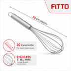 96 Pieces Stainless Steel Egg Whisks, 30 cm Manual Kitchen Beater for Mixing and Baking