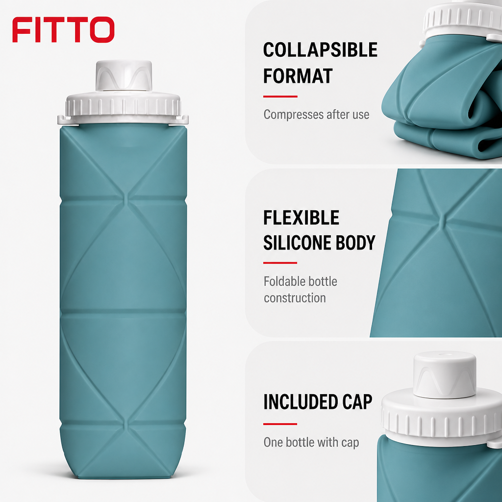 96 Pieces Collapsible Silicone Water Bottle with Cap, Teal and White, 1 Piece