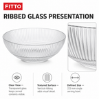 96 Pieces Ribbed Glass Serving Bowl, 223 mm, Clear, 1 Piece