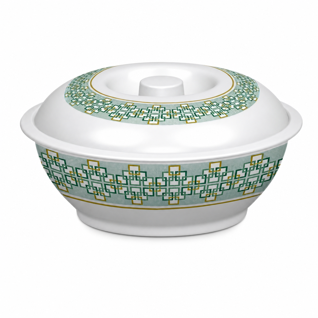 96 Pieces Lidded Serving Bowl, 9 Inch, White Decorative Tablewares, Design 2540