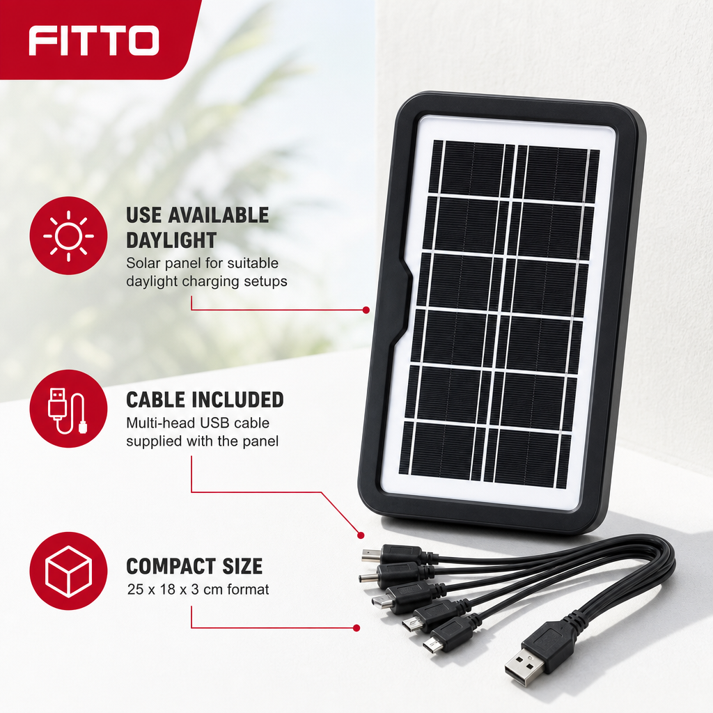 96 Pieces Solar Panels 6V 3.8W with Multi-Head USB Cable, Black, 1 Piece