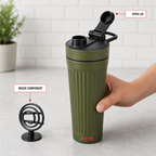 96 Pieces Stainless Steel Shaker Bottle with Mixer, 1000ml, Olive Green
