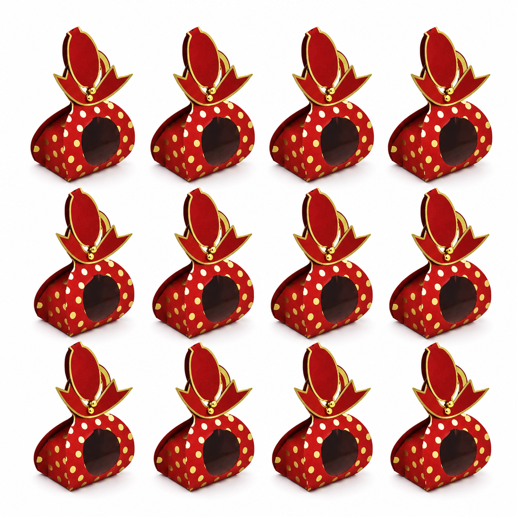 96 Pieces Red Crown-Top Paper Candy Favor Boxes, 9.5 x 4.3 x 13.2 cm, 12 Pieces