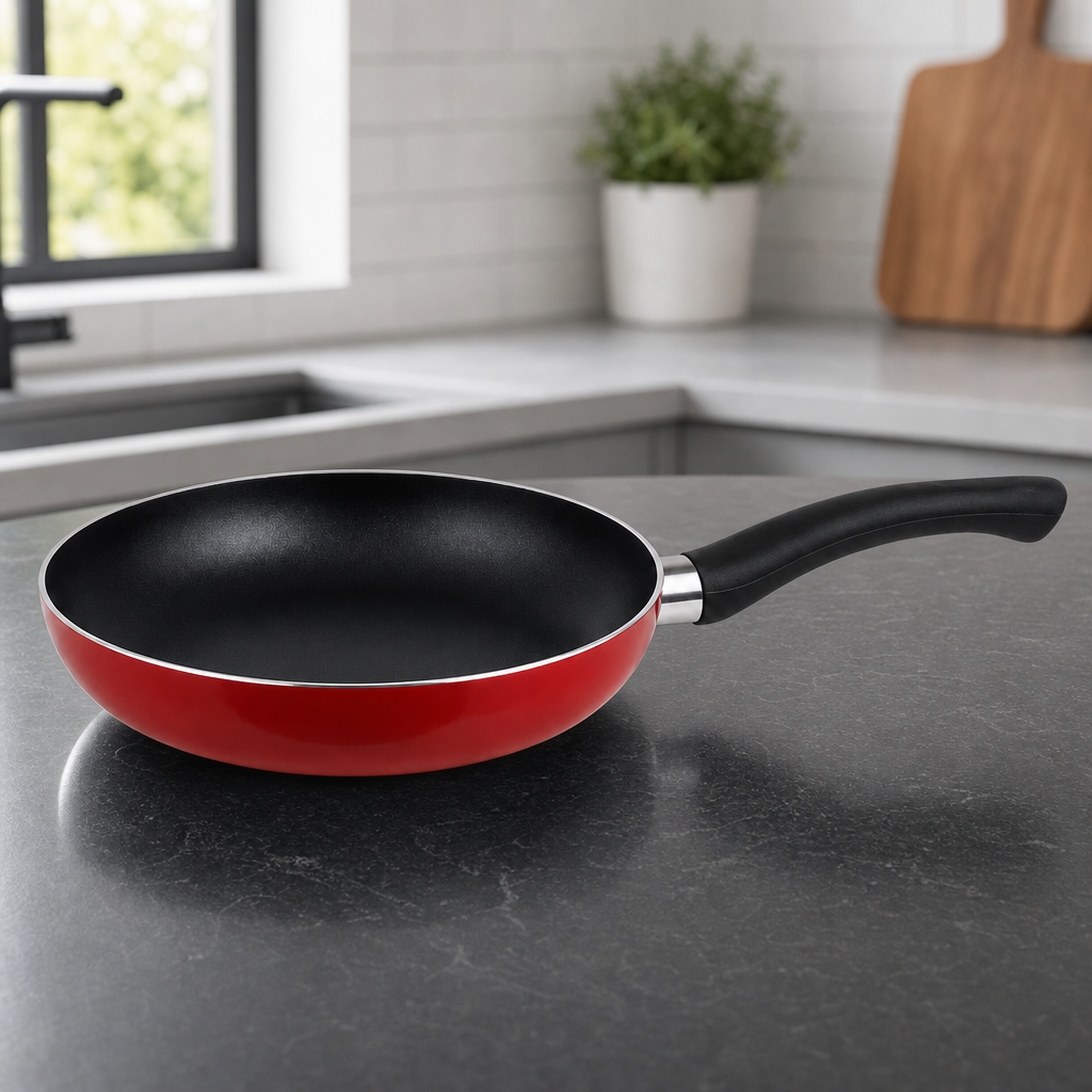 72 Pieces Red 18 cm Aluminium Non-Stick Frying Pan with Black Handle