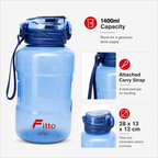 96 Pieces 1400ml Water Bottle with Carry Strap, Blue Sports Hydration Bottle