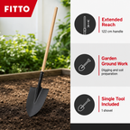 96 Pieces Long-Handle Garden Digging Shovel, 122 cm, Black and Natural Wood, 1 Piece