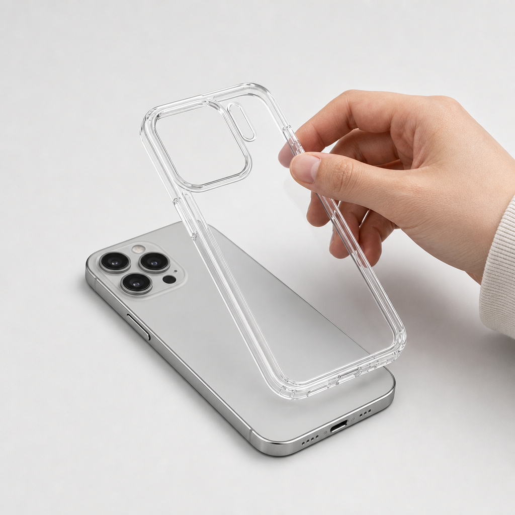 144 Pieces Crystal Clear Transparent Phone Cases with Raised Camera Frame
