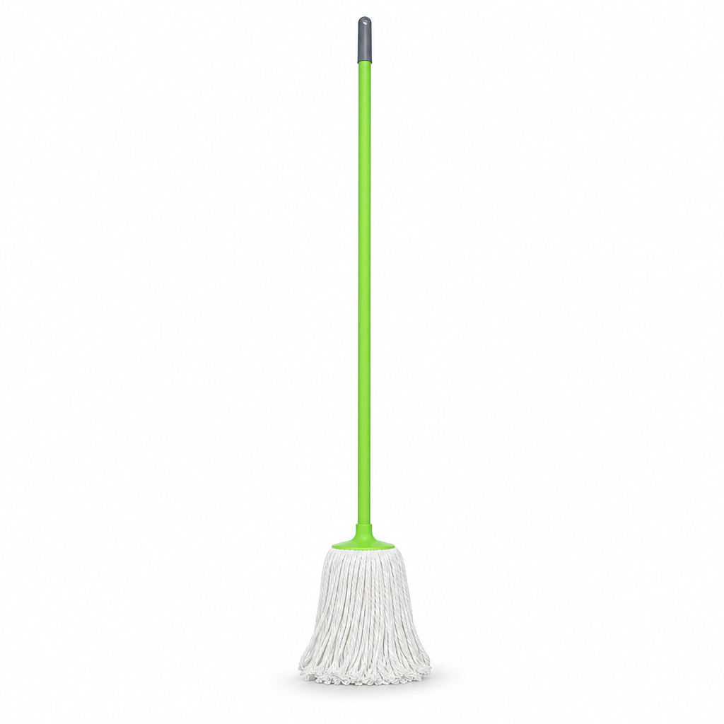 96 Pieces Cotton Mop with Painted Iron Handle, 120 cm, Green