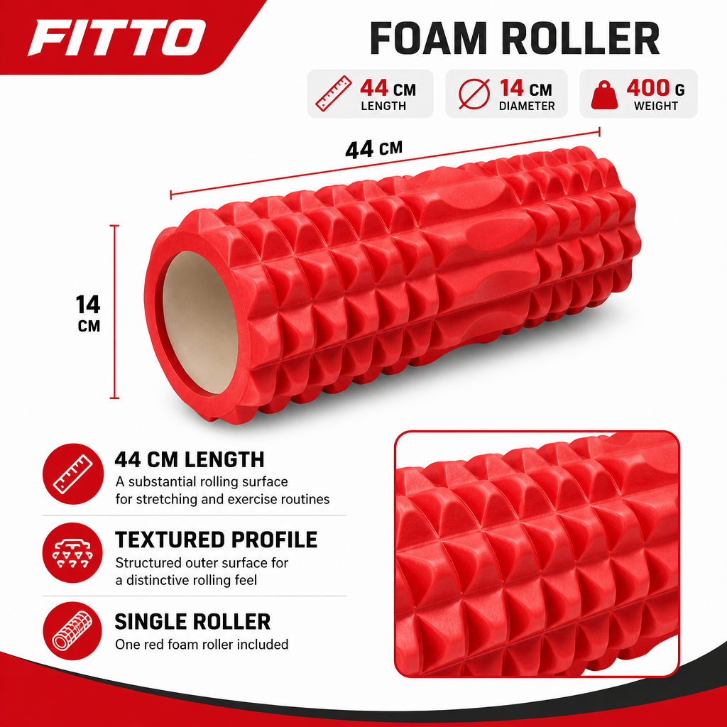 72 Pieces Textured Foam Yoga Roller, 44 cm, Red