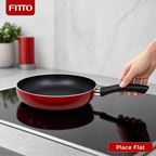 72 Pieces Frying Pan 22 cm Aluminium Non-Stick Cookwares with Black Handle, Red