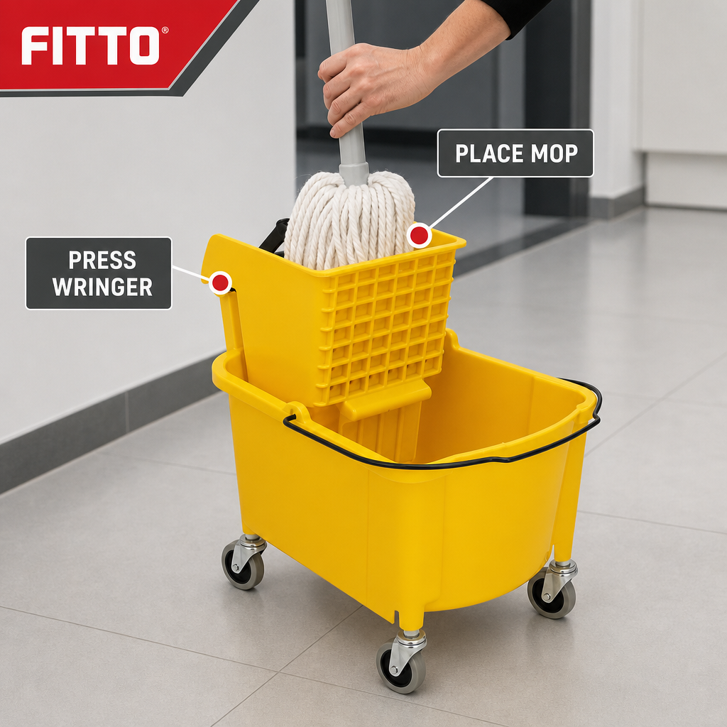 48 Pieces Commercial Mop Bucket with Wringer and Caster Wheels, Yellow